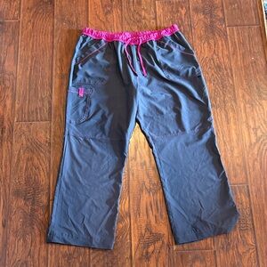 Women’s Gray Scrub Pants with Pink Accents